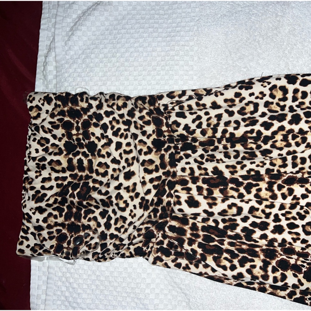 Strapless leopard print jumpsuit